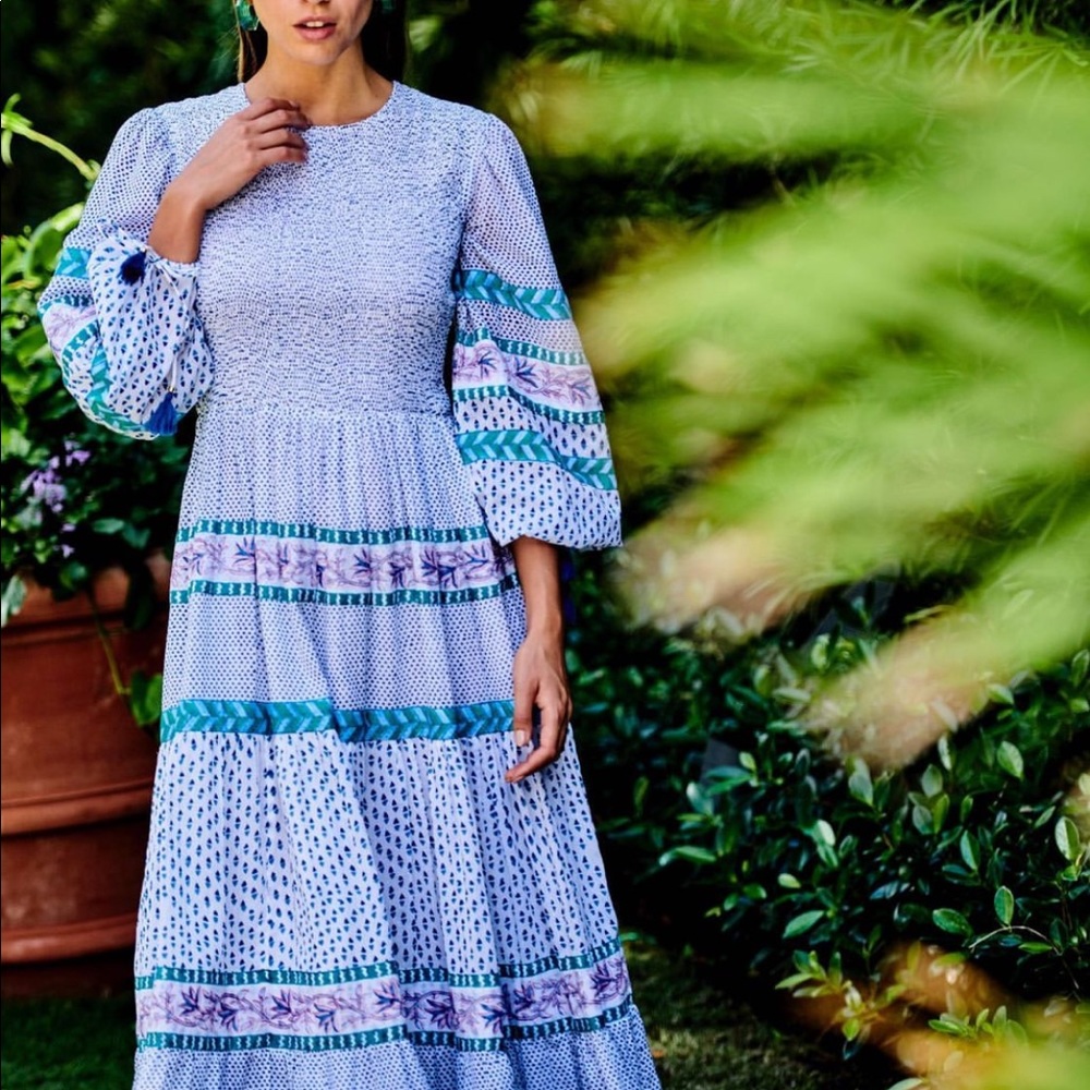 NEW Oliphant Smocked Top Maxi in Jungi Green